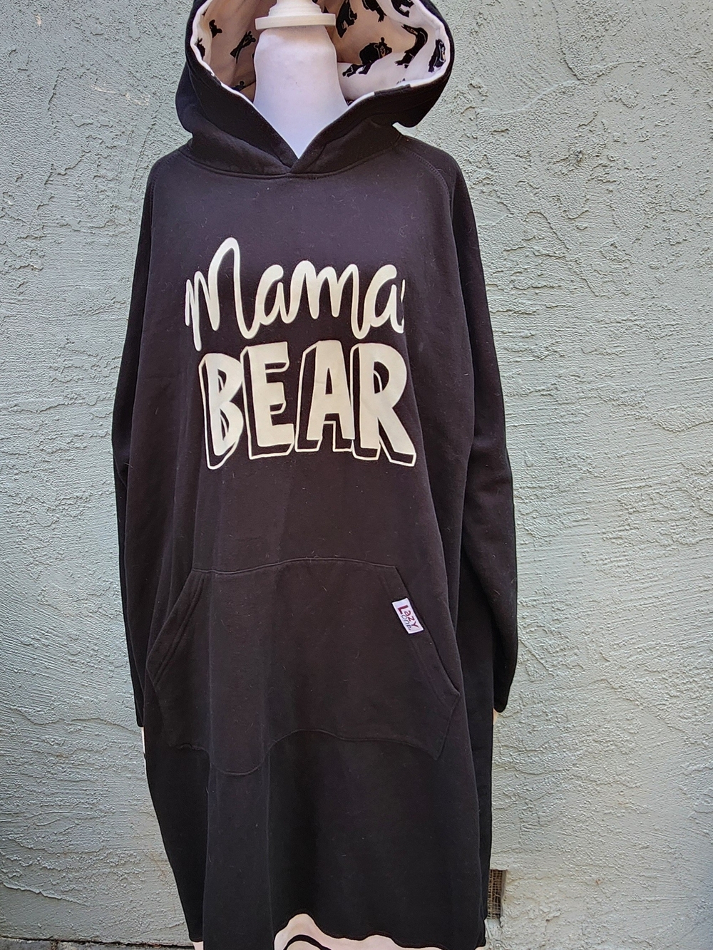 Lazy One Mama Bear Black Oversized Sleep Hoodie Dress Lounger Soft Size L/XL